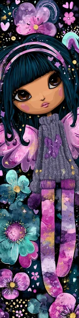 Free kawaii angel bookmark featuring nervous black hair kawaii angel bookmark